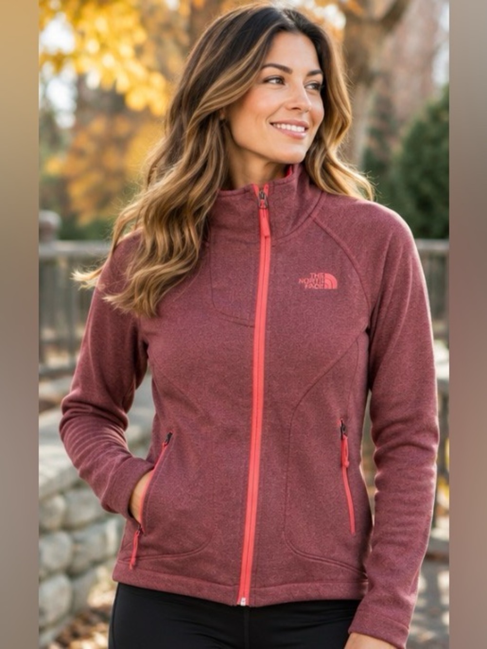 The North Face Women’s Medium Burgundy Full Zip Fleece Jacket Pink